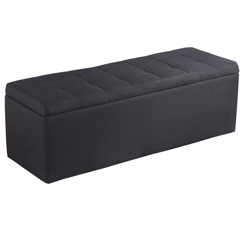Tabouret de rangement pliable noir 100x40x40 cm en bois massif