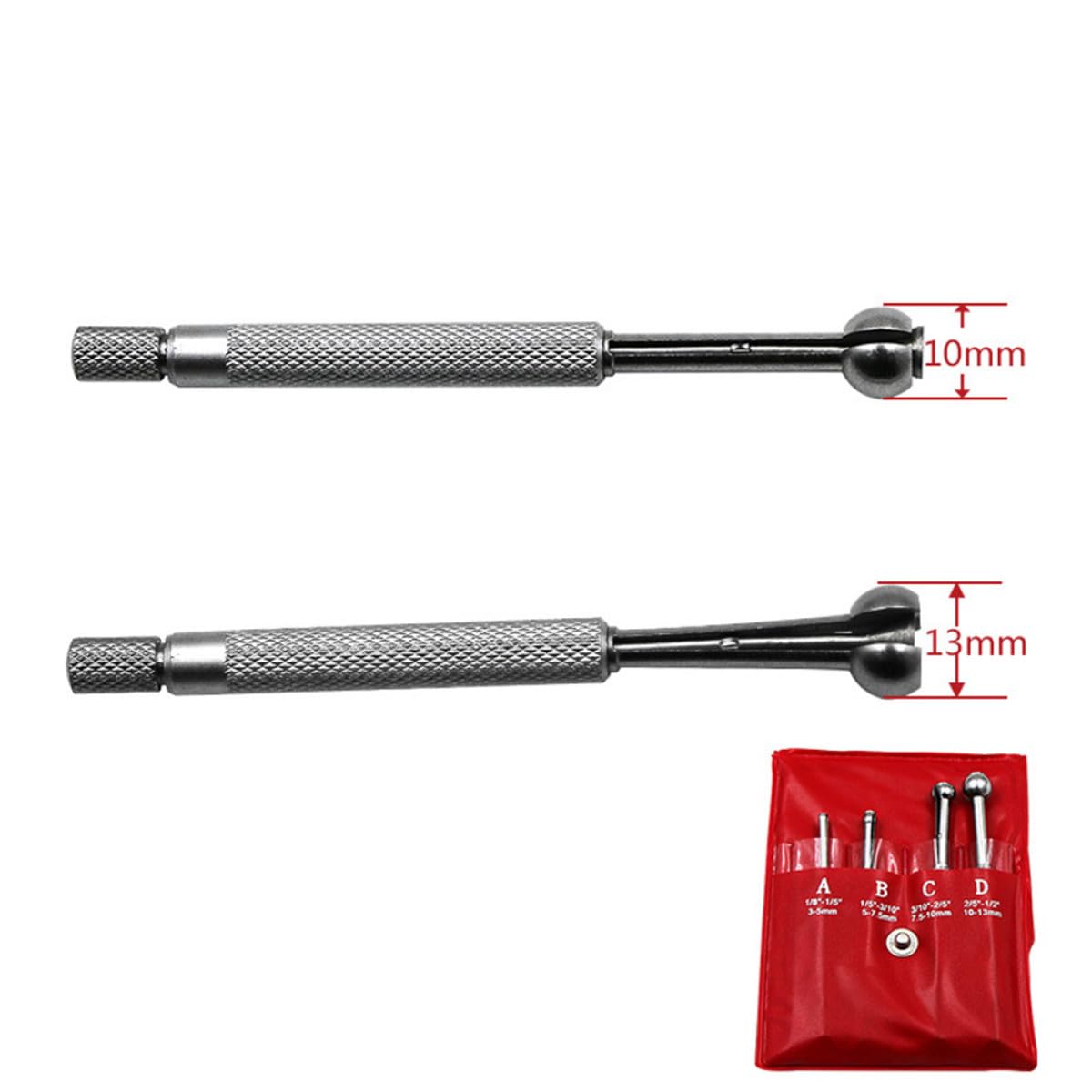 POPETPOP Jeu de 4 Jauges D'alésage Télescopiques en Métal Argenté, Forme Sphérique, pour Trous de 3 à 14 Mm, Extra Longues pour Mesures Profondes Micromètre Extérieur