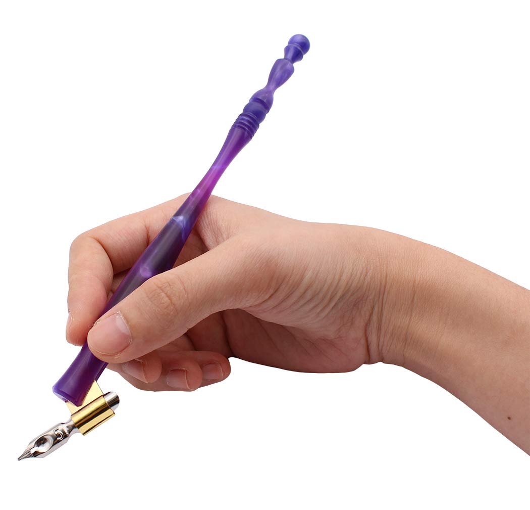 Xiaoyu Calligraphy Oblique Nib Pen Holder With 5 Flat Nibs - Resin Dip Pen For English Calligraphy - View #5