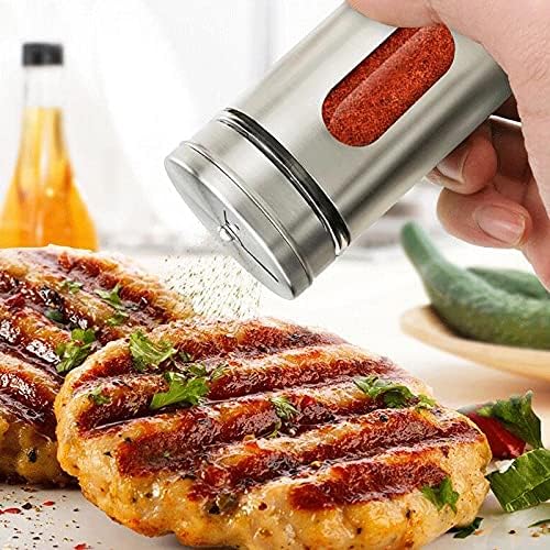 Seasoning Jars, Stainless Steel Spice Jars Seasoning Cans Rotate Cover Salt Pepper Shakers Toothpick Condiment Storage Bottle Kitchen Spice Rack