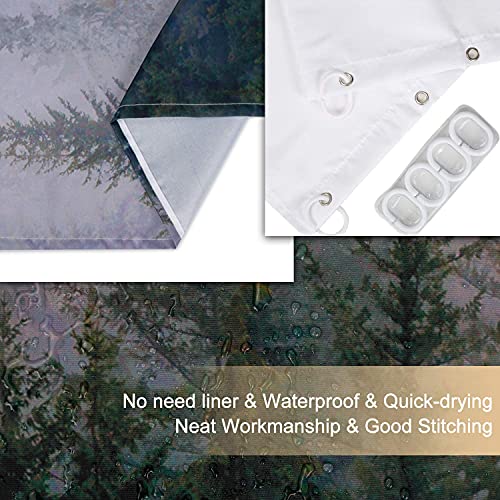 Rosielily Mountain Shower Curtain Misty Forest Tree Foggy Shower Curtain For Bathroom With Hooks Cool Nature Scenery Landscape Bathtub Decor 72 Inch Design Art Shower Curtain Waterproof Fabric #TOP4
