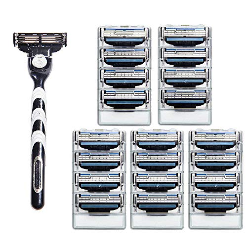 Popler Mens Razors/Blades with Bulk Pack of 20 Replacement Razor Cartridges and 1 Handle for Women Razor Smooth Shavers