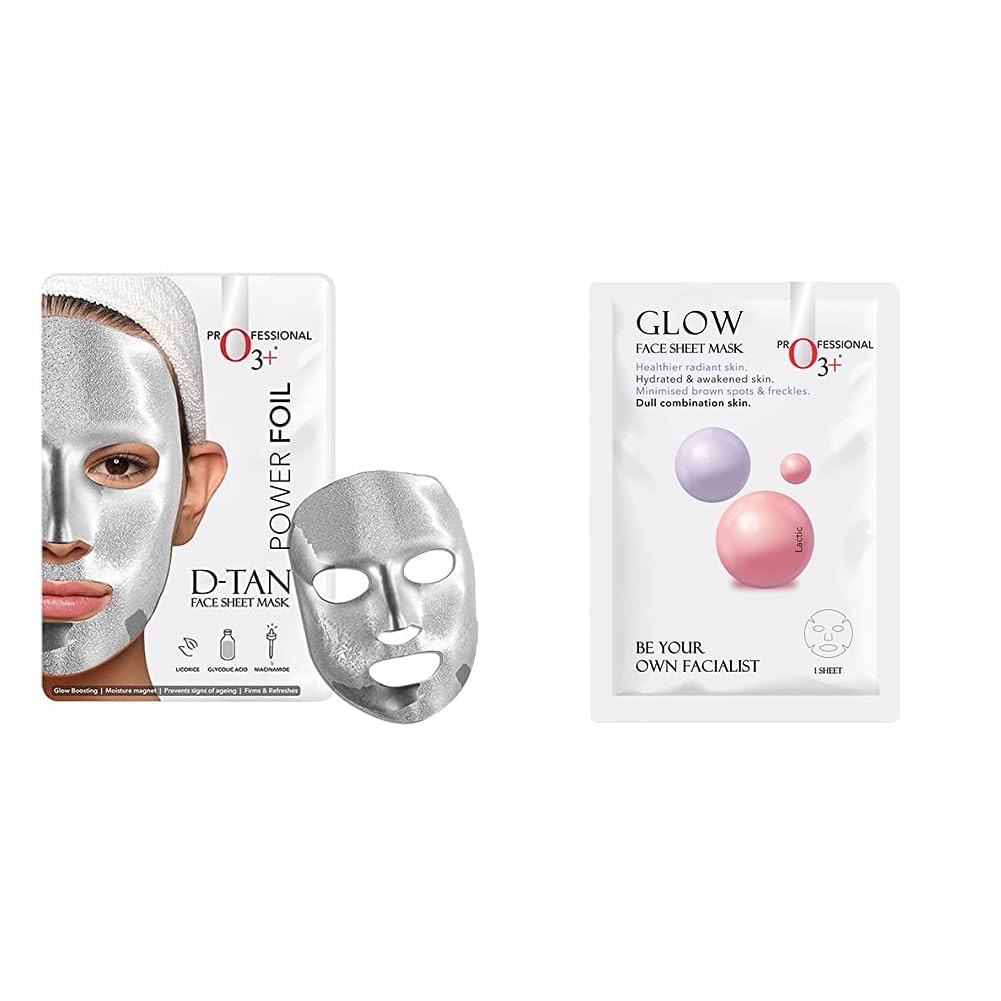 O3+ Power Foil D-Tan Face sheet mask for Skin Brightening Face Mask 20 ml & O3+ Facialist Glow Sheet Mask Hydrates and awakens skin(30g) Combo-image-31