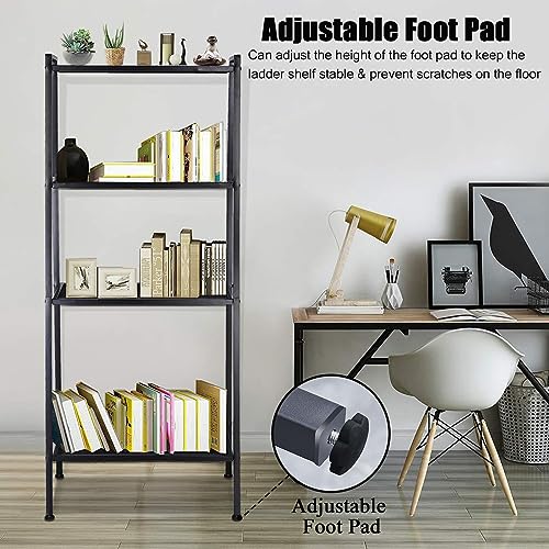 Willingheart Ladder Shelf 4-Tier Bookshelf Plant Flower Stand Storage Rack Industrial Organizer Modern Shelves Shelving Bookcase Iron Stable Metal Frame Furniture Home For Living Room Kitchen Office thumb #3