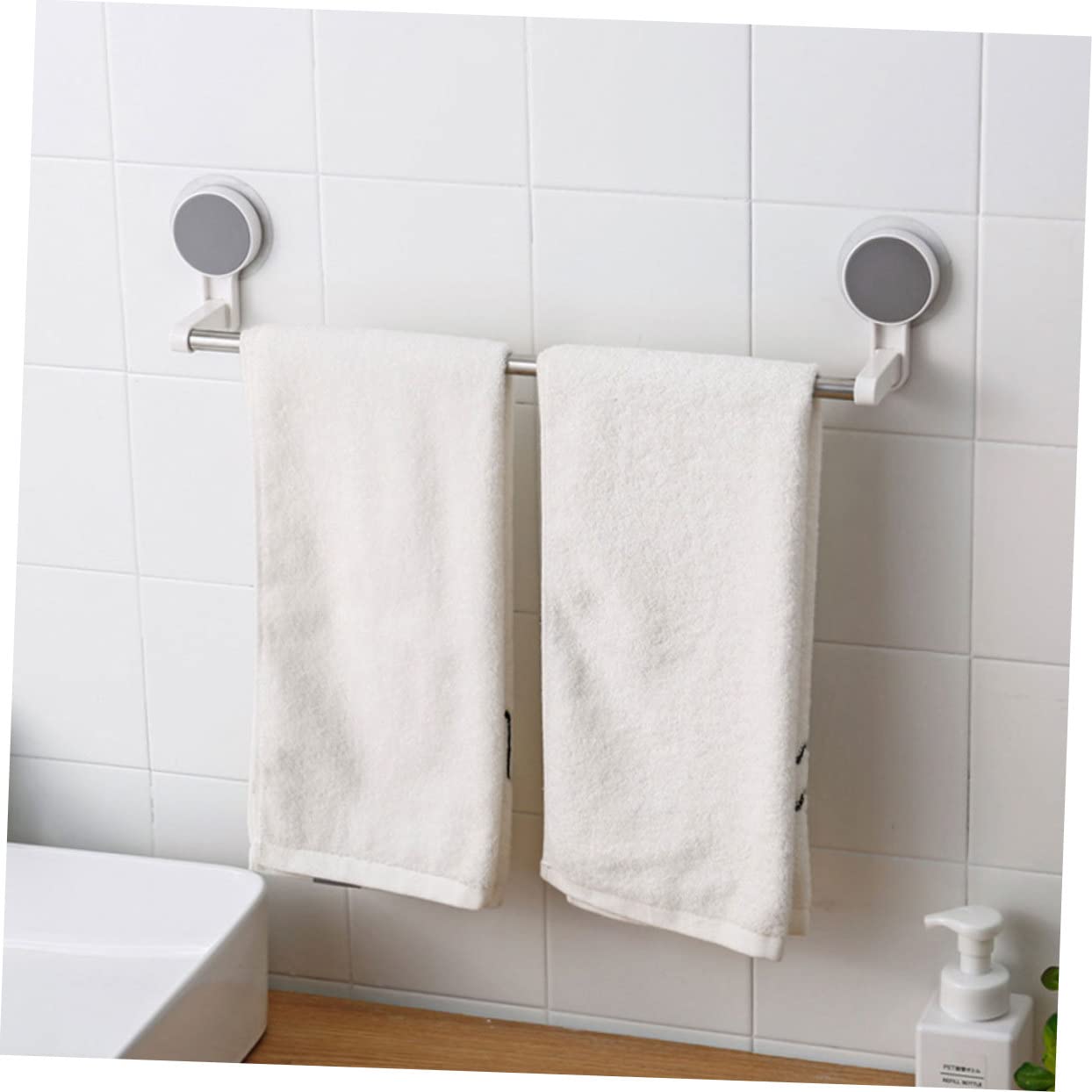 2 pezzi anello per portasciugamani per appendiabiti, portapiatti, piatto, parete singola, per lavabo, organizer, copertura, bianco, da appendere, bagno, in acciaio, mano di support