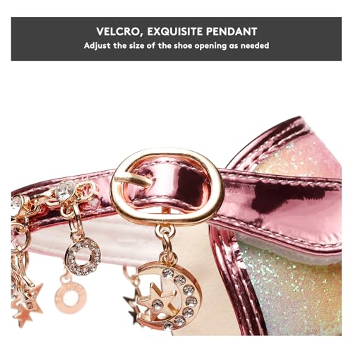 Girls Dress Shoes with Heels - Sparkly Sequins Closed Toe Sandals for Wedding, Party, Flower Girl (Toddler/Little/Big Kids)3