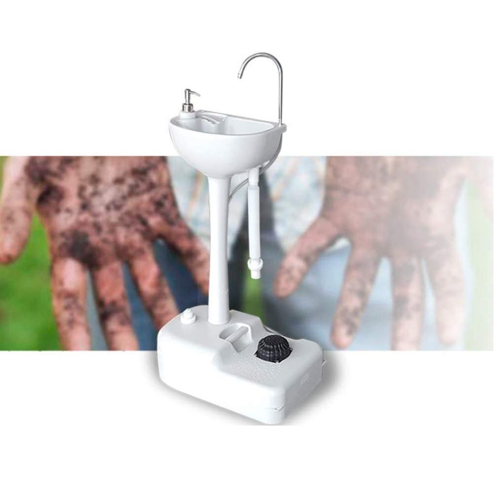 HEJLZCMobile Washing Table with Towel Rack 17L Portable Washing Station Freestanding Hand Wash Sink for Outdoor Activities