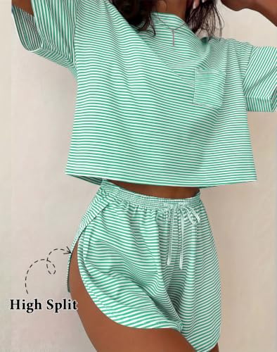 Image of Ekouaer Womens Pajama Sets Sexy Lounge Sets Side Split Short Pj Sets