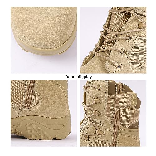 Mens tactical boots combat boots 8 Inches work boots for men Durable Side Zipper Military Boots Suede Lightweight Boots3