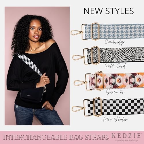 Image of KEDZIE Embroidered Interchangeable Bag Straps Adjustable Length 55 inch Handbag Purse 2-inch Wide Guitar Style Crossbody Strap