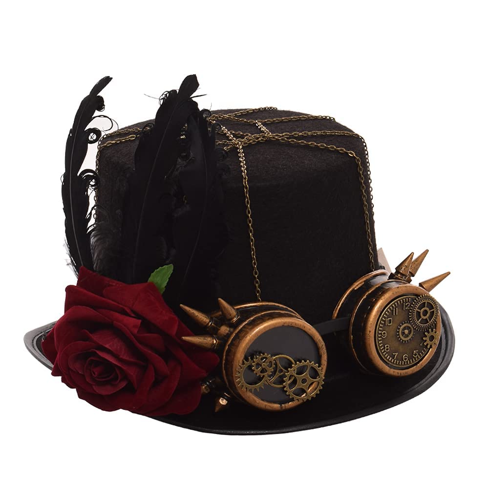 Graceart Unisex Style-13 Steampunk Top Hats With Goggles (Various Styles), Head Circumferences-61Cm,