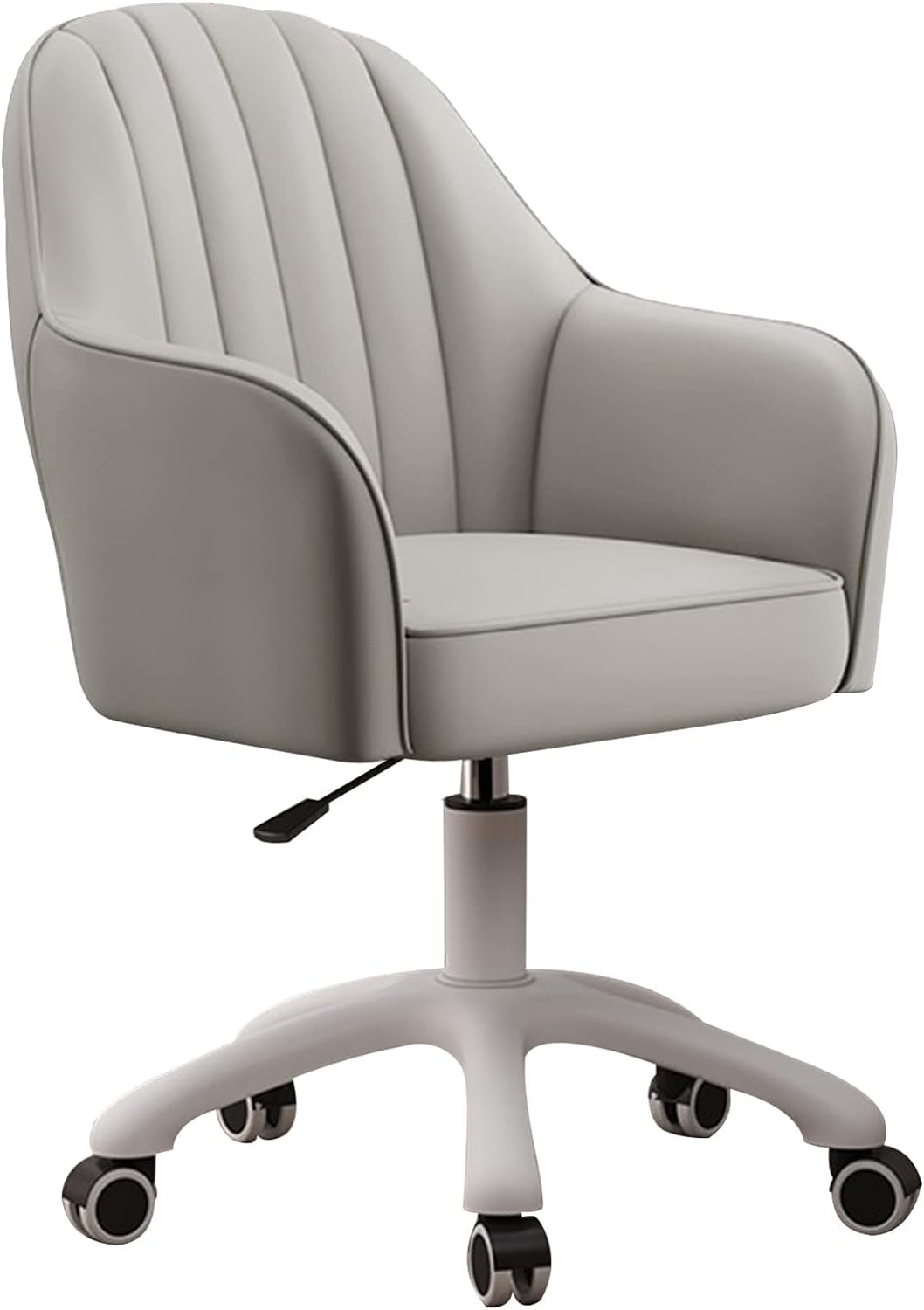 SaryEdge Home Desk Chair Ergonomic Office Chair, PU Leather Swivel Desk Chairs for Home Office with Arms for Computer Desk Vanity,Grey,Grey