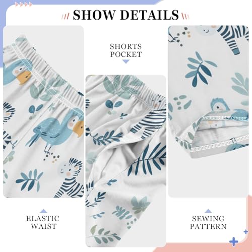 Adorable Zebras Parrots Boys Pants Girl Sleep Pants Long Trousers Elastic Waist Lounge Bottoms S4