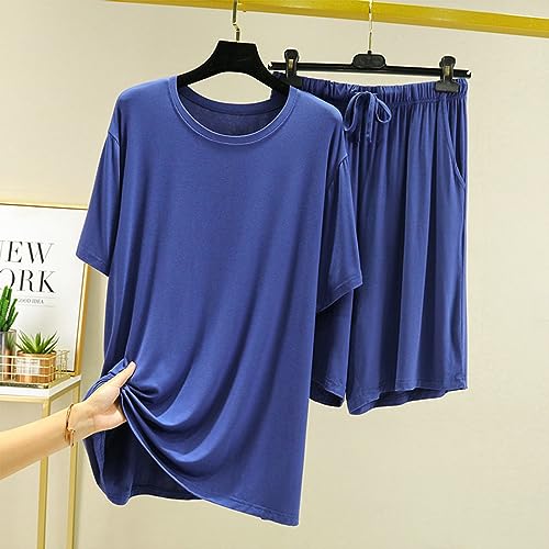 Men's Sleep Sets,2-Pieces Modal Pajamas Set Ultra Soft Sleepwear Short Sleeve Top Shorts Bottom Pjs Lounge Set2