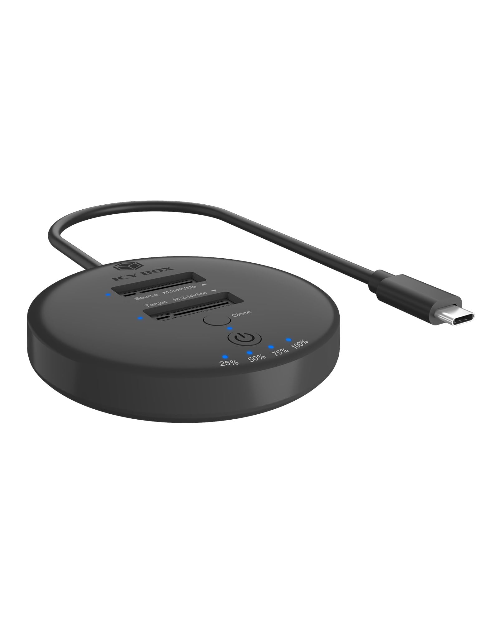 ICY Box M.2 NVMe SSD Stacja do klonowania i stacji dokującej, USB-C 3.1 Gen 2, do 10 Gbit/s, Dual Bay, autarkowe klonowanie bez komputera, do 22x30/42/60/80/110 mm SSD, IB-1612MCL-C31