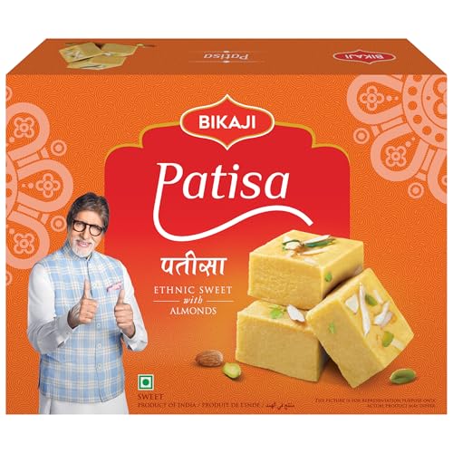 Image of Bikaji Patisa 14.11 oz (400g), Flaky Soan Papdi Style Sweet | Light, crispy North Indian mithai with delicate layers; ready to eat from the box, ideal for gifting and festive