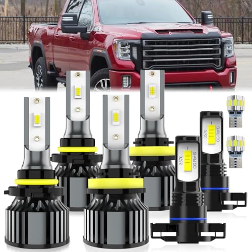 Image of For GMC Sierra 2500 3500 2007-2014 & 2017-2020 light Bulbs, Hi-Lo Dual Beam Fog Light Bulb License Plate Light Combo, Plug-and-Play Installation, 8 Pack