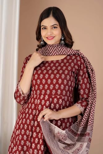 Image of Women Printed Floral Kurta and Pant Set with Dupatta