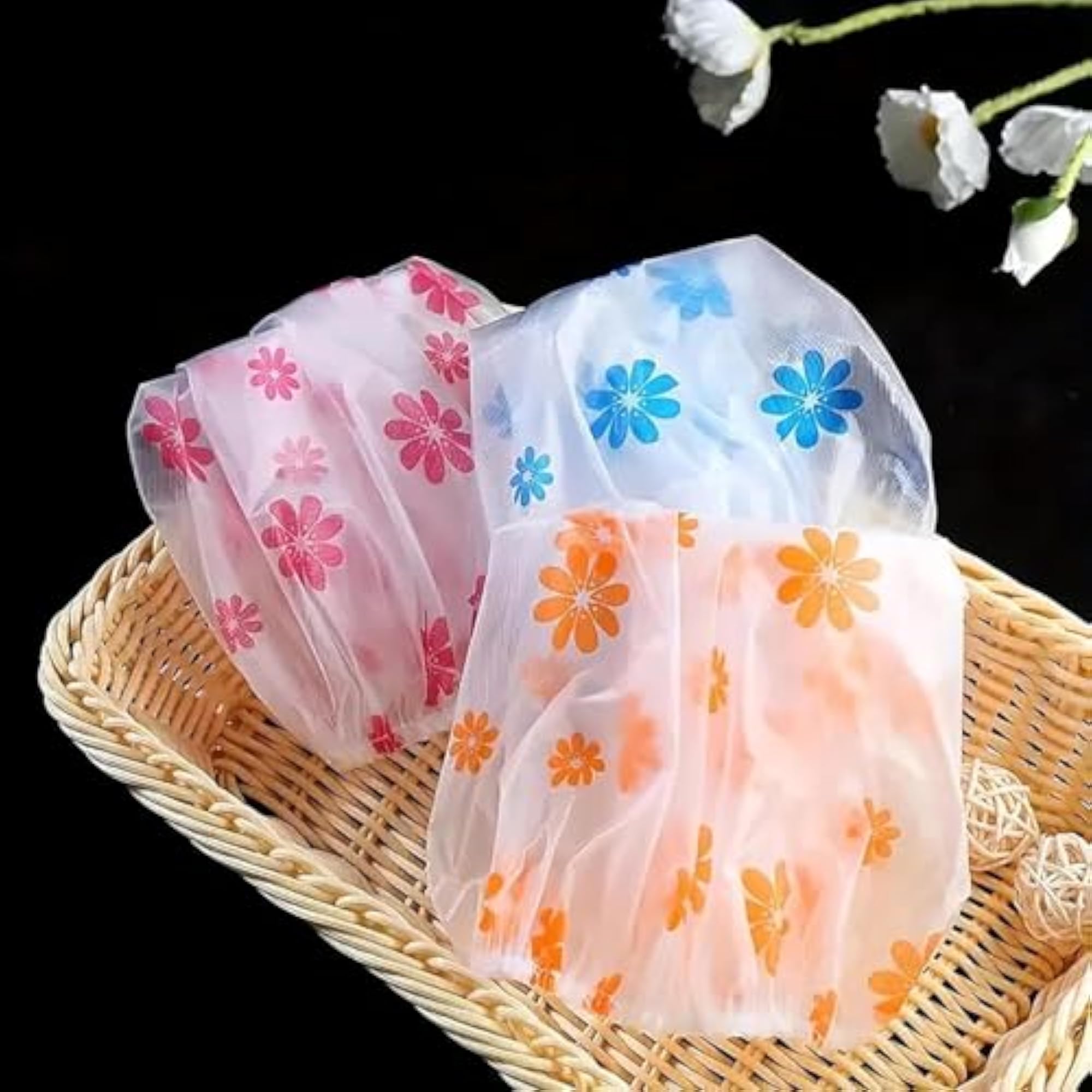 Adult Printed Reusable Bath Hat Shower Caps, 6 Piece Pack