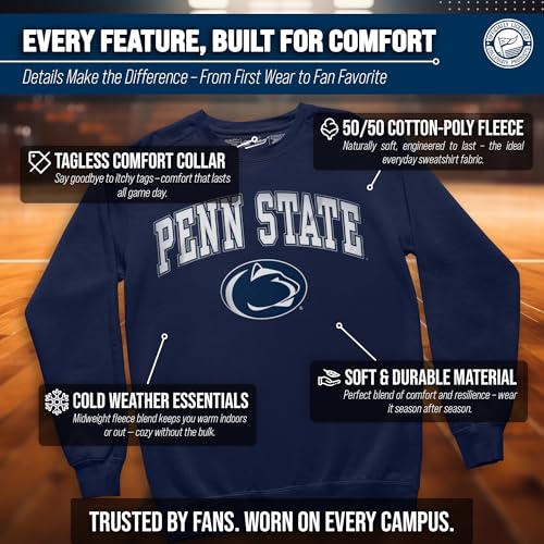 Image of NCAA College Sweatshirt Fleece Crewneck Pullover for Men and Women | Officially licensed NCAA college gameday crewneck pullover - 9 oz fleece lined sweatshirt with arch and logo design