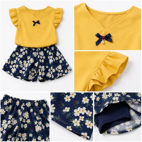 Image of Bold N Elegant Floral Embroidered Cotton Sleeveless Ruffle Top and Shorts Clothing Set for Infant Toddler Baby Girl