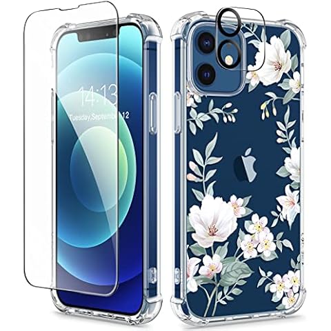 GVIEWIN Clear Floral iPhone 12 Case Cover