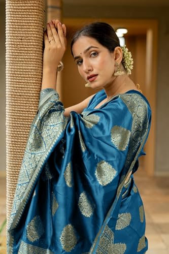 Image of Subham Saree for Woman Silk Cotton Kanjivaram | Soft Easy to Drape Daily Wear Sari with Blouse Fabric