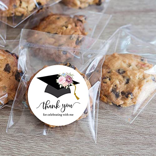 Black Floral Graduation Thank You Stickers, Congrats Grad Party Favor Sticker Labels 40-Pack 2in - Thumbnail 5
