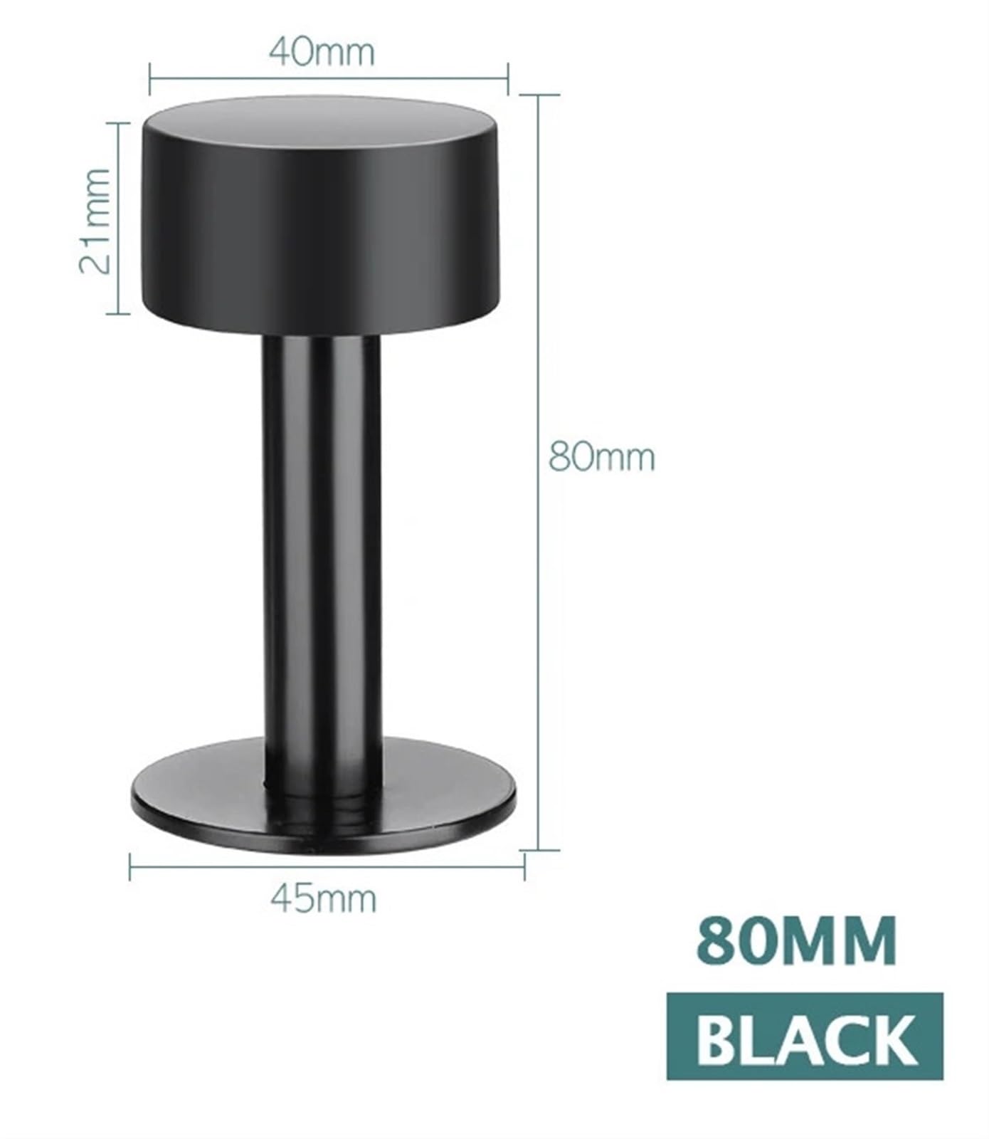 Butée de Porte en Caoutchouc en Acier Inoxydable, Support de Porte sans Perforation, butée de Porte fixée au Sol ou au Mur, butée de Porte sans Clou, quincaillerie de Porte(Black 80mm)