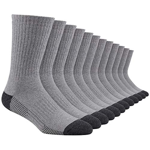 Heatuff 12 Pairs Men's Cotton Performance Athletic Crew Extra Heavy Cushion Socks