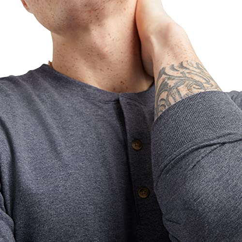 Hanes Comfortblend Hanes Originals Men's Tri-Blend Long Sleeve Henley, Athletic Navy PE Heather, Large image 4