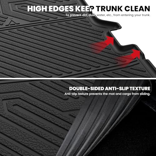 Image of LASFIT Cargo Mat for Ford Explorer 2011-2014 & 2015-2019 Trunk Liner | Custom Fit All Weather Protector TPE One-Piece Design Easy Installation Easy Clean Trunk Mat Accessories, 1pc Black