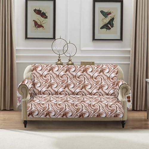 Image of Amazon Basics Printed Quilted Reversible Sofa Topper | 2 Seater | 120Cm X 175Cm | 325 GSM | Color - Cream, Polyester Blend