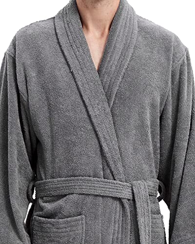 Men's Robe,Pure Cotton Bathrobe for Men, Absorbent Bathrobe,Premium Thick Soft Terry Cloth Bath Robe with Shawl Collar4