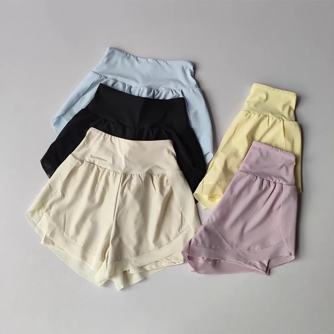 Shorts Yoga Donna A Maglia Tasche Filettate Nylon Elastam | Shorts sportivo a maglia senza cuciture vestibilità regolare, tasche filettate laterali, per yoga, palestra e allenamento