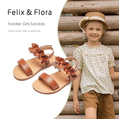 Image of Felix & Flora Toddler Girl Sandals - Little Girl Easter Dress Shoes Lightweight Open Toe Beach Holiday Flats