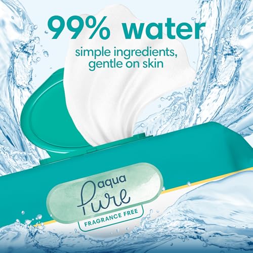 pampers baby wipes aqua pure 99 water-based wipes hypoallergenic and unscented baby wipes 672 wipes total 12 flip-top packs