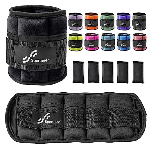 Sportneer - Juego de 2 Pesas para Tobillo y muñeca (0.97 g hasta 4.6 kg), Color Negro