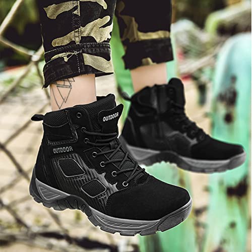 Image of Men's Hiking Boots Lightweight Mid Ankle Trekking Outdoor Non-slip Tactical Combat Boots