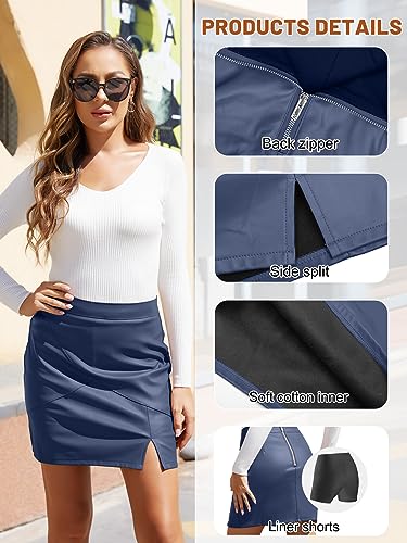 Image of We1Fit Womens Fuax Leather Skirt High Waisted Bodycon Pencil Mini Skirts with Shorts