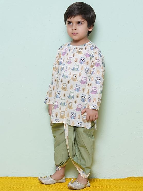 Image of AJ DEZINES Kids Ethnic Wear Pure Cotton Dhoti Kurta Set For Boys