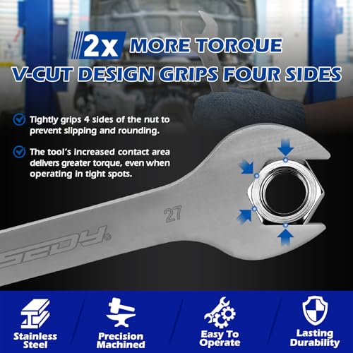 Image of 10-Piece Super Thin Open-End Wrench Set, Metric 5.5-27mm, 3mm Thickness Slim Wrench Set for Tight Spaces, Nickel Plated Flat Wrenches with Rolling Storage Pouch