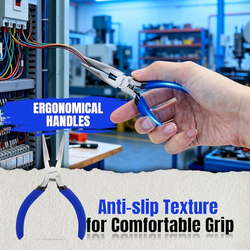 Image of 2-Piece Precision Pliers Set 5 Inch Mini Needle Nose Pliers & Wire Cutters | High Carbon Steel, Spring-Loaded Jewelry Pliers for Crafting, Model Making, Electronics, Wire Cutting