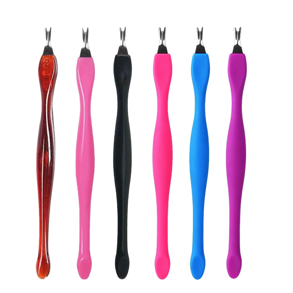 Cuticule à Ongles Fourches, 6 Pcs Cuticules Trimmer Pusher, Double Tête Pousseurs Cuticulaires, Nail Art Fourche, pour Manucure, Pédicure