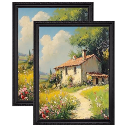 Image of eletecpro 12x16 Vintage Picture Frame, Glass Cover, Black, 2-Pack | Display Photo 8.5x11 with Mat or 12x16 without, Horizontal or Vertical, Wall Mount