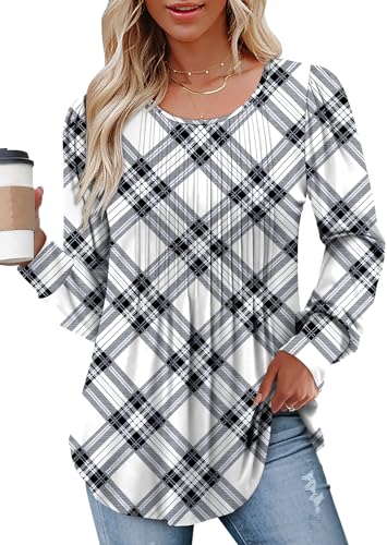BETTE BOUTIK Long Sleeve Shirts for Women Fall Tops Dressy Blouses Crewneck Tunic Tops for Leggings S-3XL
