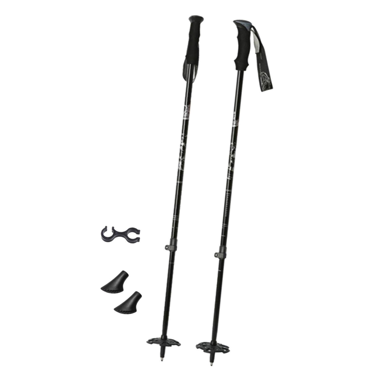 Harilla Skiing Poles Boot Tips Multifunctional Ergonomic Grip Skiing Sticks Adjustable for Slope Outdoor Adventures Winter Sports, black