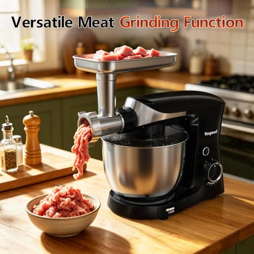 9-in-1 Stand Mixer, 1500W Electric Kitchen Mixer with 5.5L Bowl, Multifunctional Food Mixer for Cake, Bread, and Dough with Meat Grinder, Sausage Maker, Pasta & Cookie Attachments, Black - Image 5