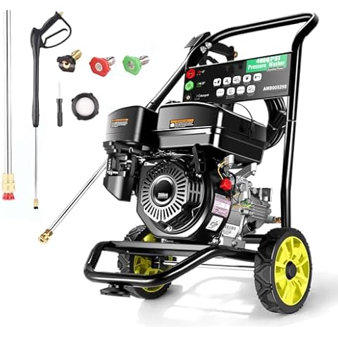 TEANDE 3800PSI Gas Pressure Washer, 2.6GPM Commercial Power Washer Gas Powered, 208cc 7.0 HP Engine, Includes 3 QC Nozzles, 25’ Hose, Black Cover