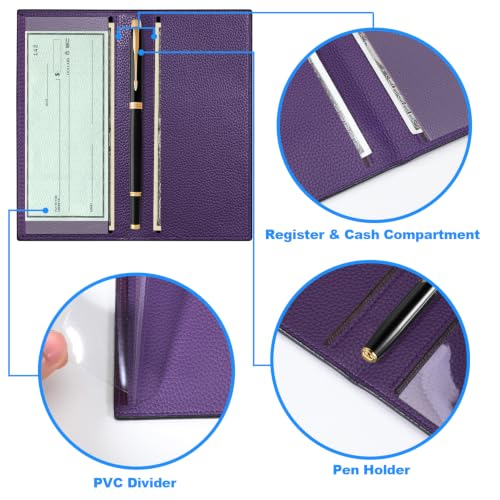 Image of CASMONAL Checkbook Cover for Women & Men, PU Leather Wallet RFID Blocking